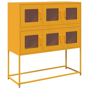 vidaXL Buffet jaune moutarde 100 5x39x107 cm acier laminé à froid