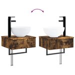 vidaXL Basin de lavage mural Chêne fumé 40 x 35 x 39 cm