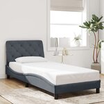 vidaXL Cadre de lit avec LED sans matelas gris foncé 90x190 cm velours