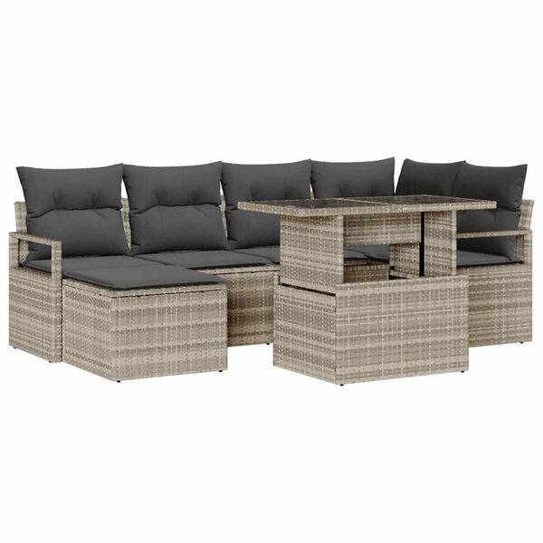 vidaXL Ensemble de canapé de jardin avec coussin 7 Pièces Gris clair