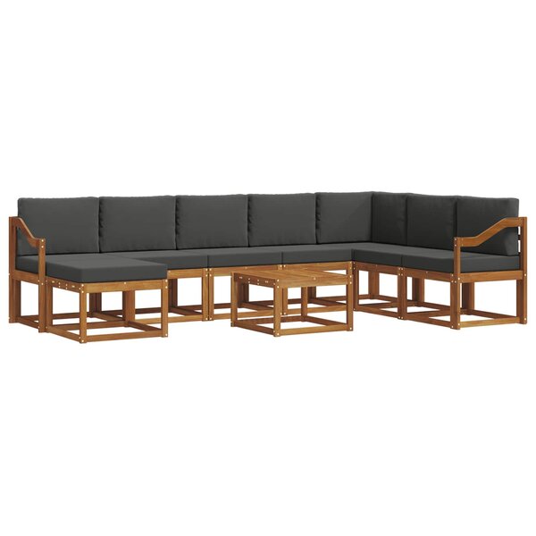 vidaXL Ensemble de canapés d'extérieur 9 pc Naturel et Anthracite