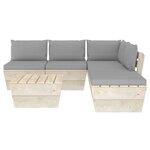 Salon de jardin meuble d'extérieur ensemble de mobilier palette 6 pièces avec coussins épicéa imprégné 02_0018442