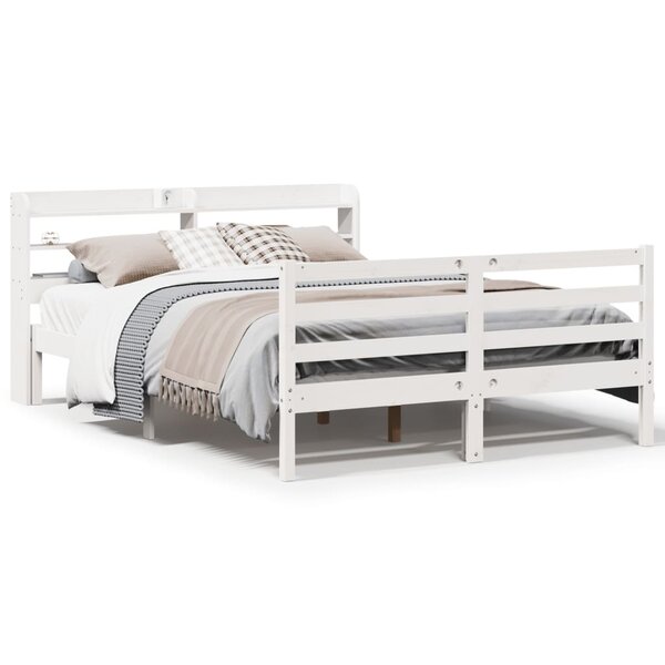 vidaXL Cadre de lit avec tête de lit sans matelas blanc 160x200 cm