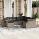 vidaXL Salon de jardin avec coussins 10 Pièces gris clair résine tressée