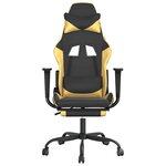 vidaXL Chaise de jeu de massage avec repose-pied Noir&Doré Similicuir