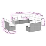 vidaXL Salon de jardin 11 Pièces avec coussins noir résine tressée