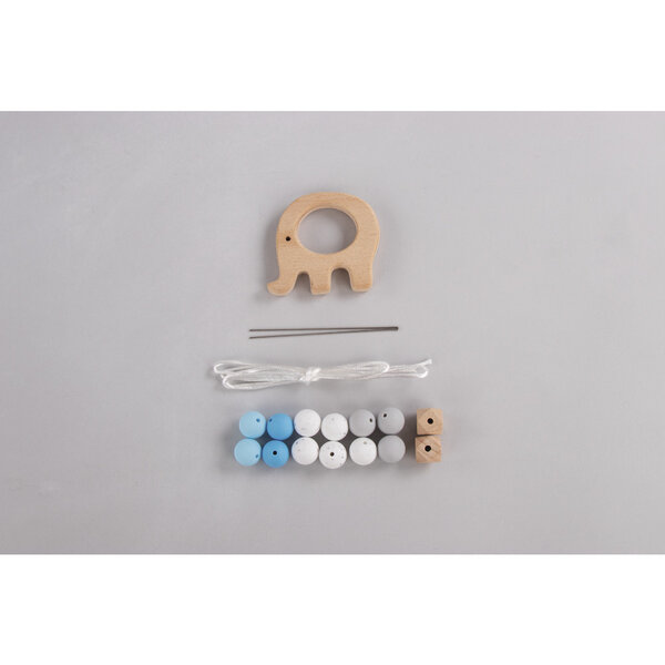 Kit: Anneau Eléphant  bleu clair  17 pièces  Boite