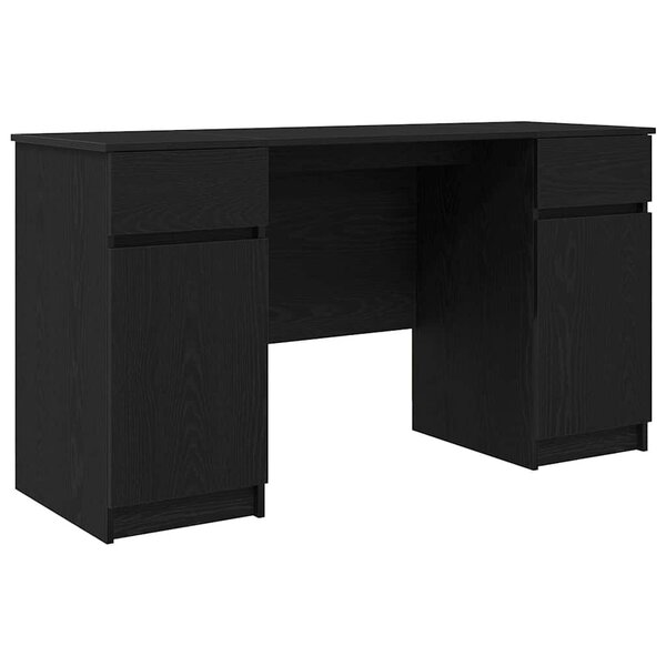 vidaXL Bureau avec porte Chêne noir 140 x 49 x 76 cm Bois d'ingénierie