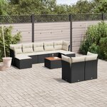 vidaXL Salon de jardin 10 Pièces avec coussins noir résine tressée