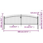 vidaXL Double portail avec haut sous forme de lance 400 x 200 cm