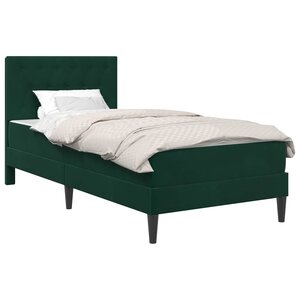 vidaXL Cadre de lit avec matelas Vert foncé 90 x 200 cm Velours