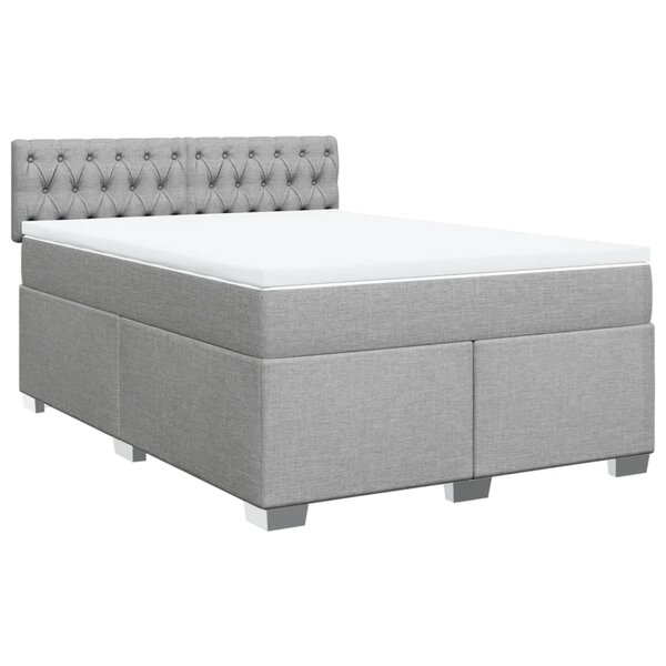vidaXL Sommier à lattes de lit avec matelas Gris clair 140x190cm Tissu