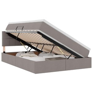 vidaXL Lit avec rangement et LED avec matelas Taupe 140 x 190 cm tissu