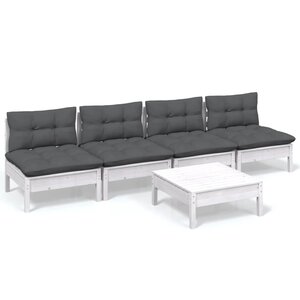 vidaXL Salon de jardin 5 Pièces avec coussins anthracite bois de pin