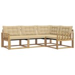 vidaXL Ensemble de canapés d'extérieur 4 pc Blanc et Beige