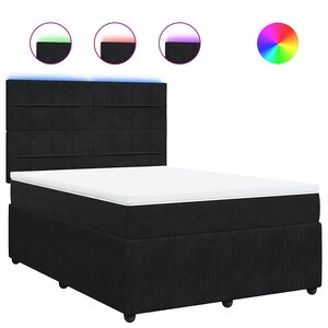 vidaXL Sommier à lattes de lit avec matelas Noir 140x200 cm Velours