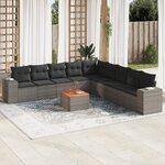 vidaXL Salon de jardin avec coussins 10 Pièces gris résine tressée