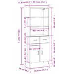 vidaXL Buffet haut Chêne sonoma 69 5x34x180 cm Bois d'ingénierie