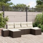 vidaXL Ensemble de canapé de jardin de 6 pièces avec coussins marron en rotin poly