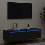 vidaXL Meuble TV avec lumières LED chêne noir 100X35 5x25 cm
