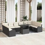 vidaXL Ensemble de canapé de jardin avec coussin 11 Pièces Noir et crème