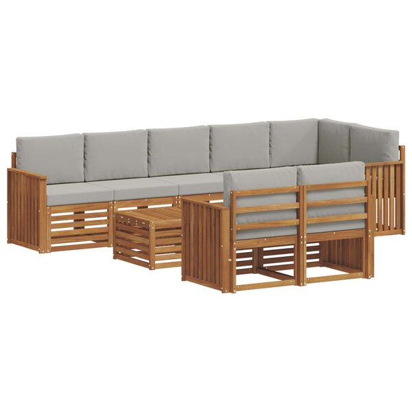 vidaXL Ensemble de canapés d'extérieur 9 pc Gris Naturel et Clair