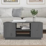 vidaXL Table basse Gris 90x49x40 5 cm Bois massif de pin