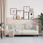 vidaXL Canapé avec coussins 3 places crème velours