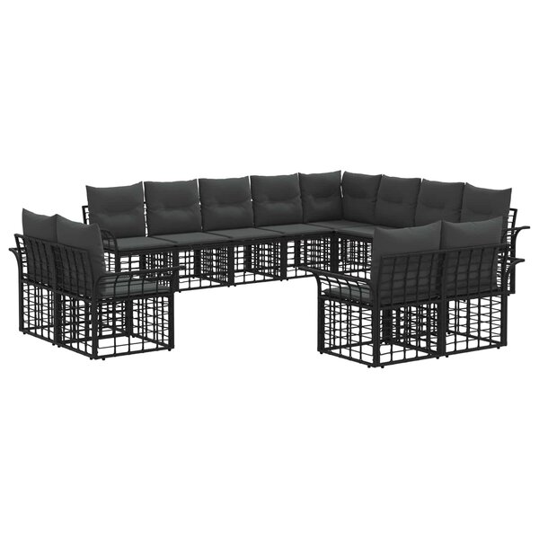 vidaXL Ensemble de canapés d'extérieur 12 Pièces Noir et Gris foncé