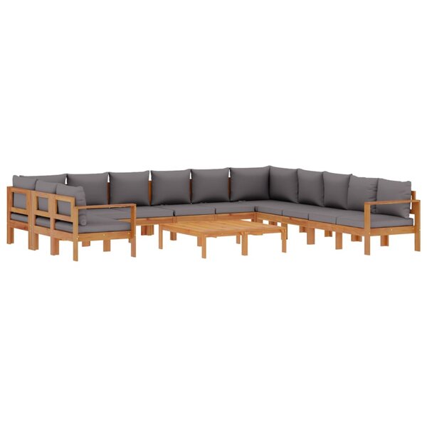 vidaXL Salon de jardin avec coussins 9 Pièces bois massif d'acacia