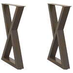 vidaXL Pieds de table à manger 2 pièces Acier naturel 50 x (72-73 3) cm Acier