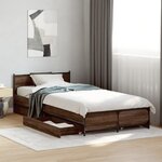 vidaXL Cadre de lit avec tiroirs sans matelas chêne marron 100x200 cm
