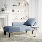 vidaXL Chaise longue avec coussin bleu tissu en velours côtelé