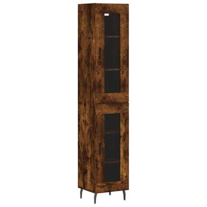 vidaXL Buffet haut Chêne fumé 34 5x34x180 cm Bois d'ingénierie