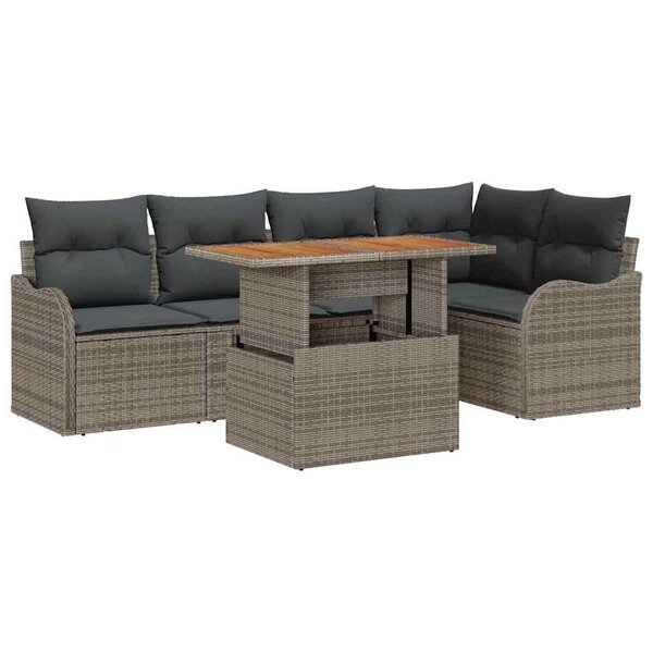 vidaXL Ensemble de canapé de jardin Manuel 6 Pièces Gris 100 x 55 x 73 cm