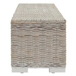 vidaXL Boîte de rangement Blanc 110 cm Rotin kubu naturel et acajou