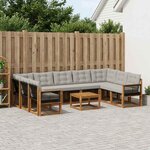 vidaXL Ensemble de canapés d'extérieur 10 pc Naturel et Gris clair