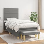 vidaXL Sommier à lattes de lit avec matelas Gris foncé 80x200 cm Tissu
