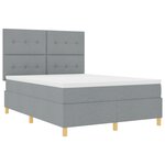 vidaXL Lit à ressorts avec matelas et lumière LED Gris clair 140x200 cm Tissu