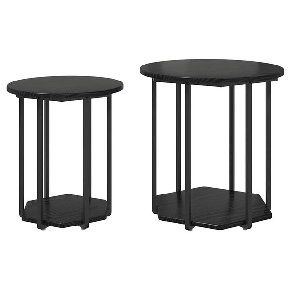 vidaXL Ensemble de tables d'appoint avec étagère 2 Pièces Chêne noir