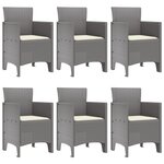 vidaXL Ensemble de Salle à Manger de Jardin de 7 Pièces avec Coussins Gris Clair Poly Rattan