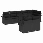 vidaXL Ensemble de canapé de jardin avec coussin 9 Pièces Noir Poly rotin
