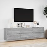 vidaXL Meuble TV mural avec LED sonoma gris 180x31x45 cm