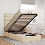 vidaXL Lit ottoman avec matelas crème 100x200 cm tissu