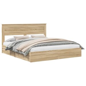 vidaXL Lit de Rangement Chêne Sonoma 180 x 200 cm Bois d'ingénierie