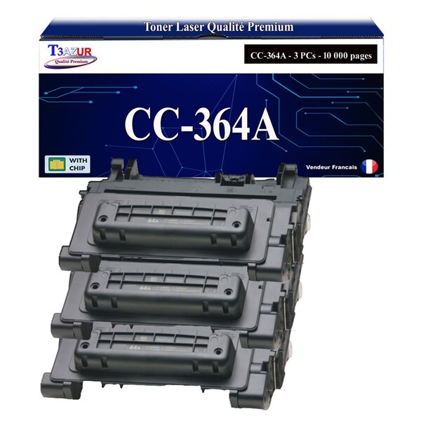 T3AZUR -3x Toners compatibles avec HP CC364A / CE390A (64A/90A) pour HP Laserjet M603  M603DN  M603N  M603XH