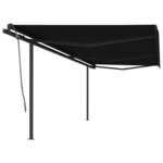 vidaXL Auvent automatique rétractable avec poteaux 6x3 m Anthracite