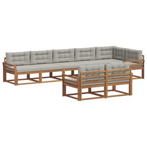 vidaXL Ensemble de canapés d'extérieur 8 pc Naturel et gris clair