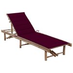 vidaXL Chaise longue de jardin avec coussin Bambou