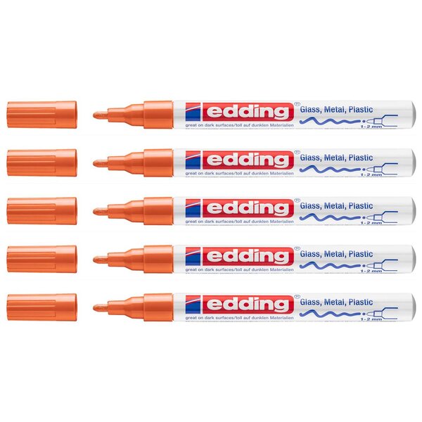 Marqueur Peinture Brillante 751 Orange Pointe Ronde 1-2 mm x 5 EDDING